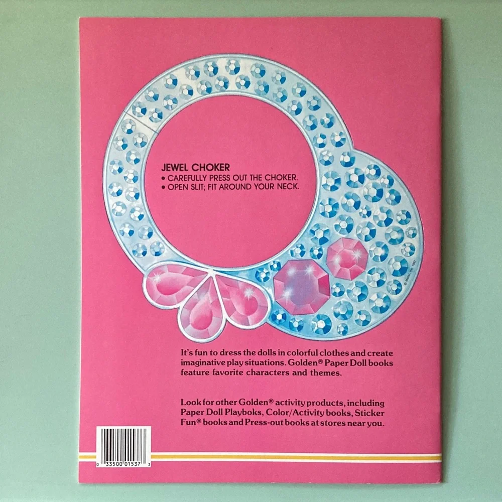 Vintage Barbie Jewel Secrets Paper Doll Book 1987 Golden Books